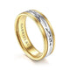 Gabriel & Co. MBM0119-60M4JJJ 14K White-Yellow 6mm - Engraved Center and Millgrain Channel Men's Wedding Band