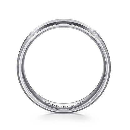 Gabriel & Co. MBM0123-60W4JJJ 14K White Gold 6mm -  Rounded Satin Center and Polished Beveled Edge Men's Wedding Band