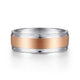 14K White-Rose Gold 7mm - Men's Wedding Band in Satin Finish