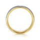 14K White-Yellow Gold 6mm - Two Tone Hammered Men's Wedding Band with Milgrain Edge