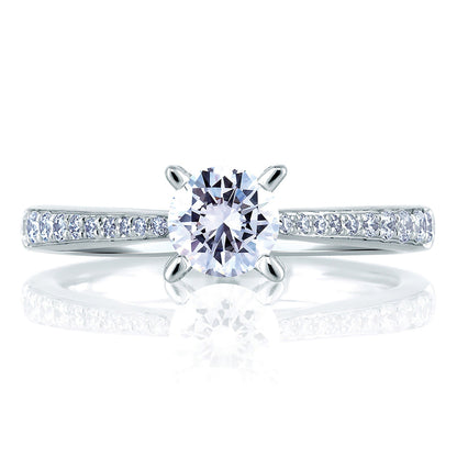 A.Jaffe Cathedral Pavé with Diamond Studded Center Prongs Engagement Ring ME1567/75