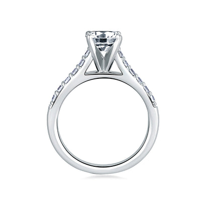 A.Jaffe Cathedral Pavé with Diamond Studded Center Prongs Engagement Ring ME1567/75