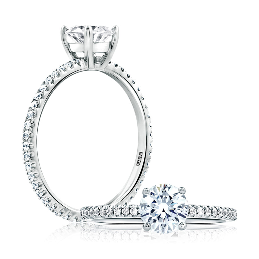 A.Jaffe Classic Round Center Micro Pave Eternity Diamond Engagement Ring ME1750/100