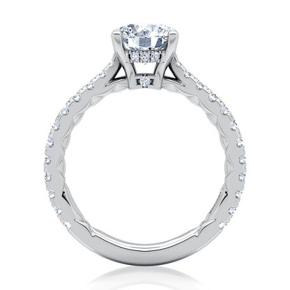 Scalloped Pavé Diamond Engagement Ring with Quilted Interior ME2008Q/115