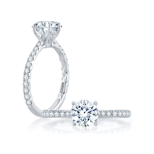 Scalloped Pavé Diamond Engagement Ring with Quilted Interior ME2008Q/141