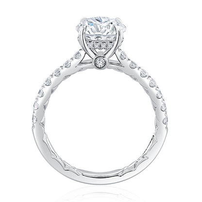 Round Cut Diamond Engagement Ring with a Classic Quilted Pave Band ME2029AQ/94