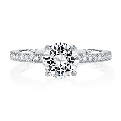 Four Prong Engagement Ring with Diamond Band ME2029Q/113