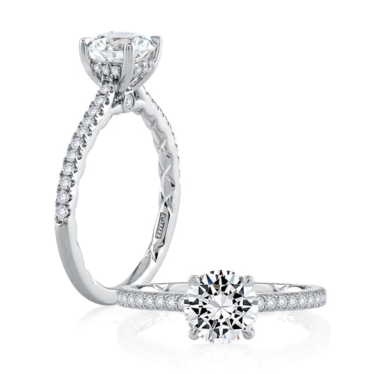 Four Prong Engagement Ring with Diamond Band ME2029Q/113