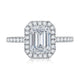 Emerald Cut Diamond Halo Engagement Ring with Quilted Interior ME2051Q/201B