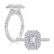 Emerald Cut Diamond Halo Engagement Ring with Quilted Interior ME2051Q/201B