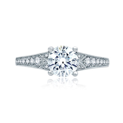 A.Jaffe Deco Inspired Graduated Shank Modern Vintage Diamond Quilted Engagement Ring ME2102Q/117