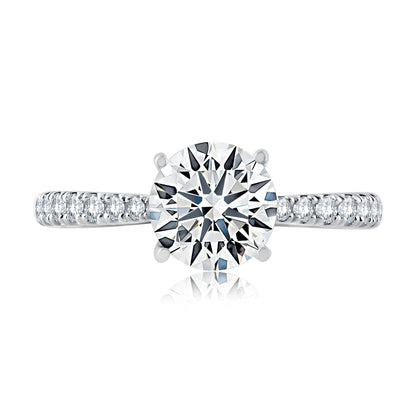 Tapered Diamond Pavé Engagement Ring with Quilted Interior ME2141Q/278