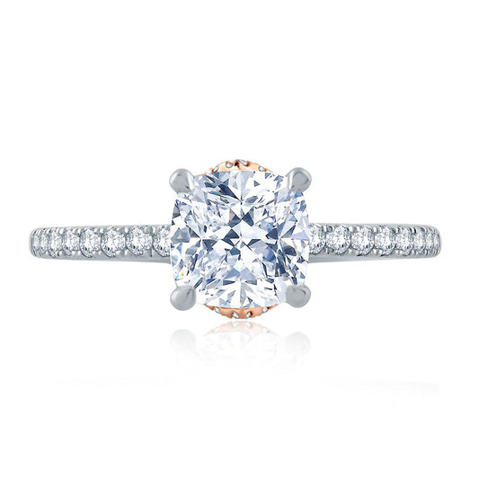 A.Jaffe Cushion Center with Diamond Belted Gallery Detail Quilted Engagement Ring ME2171Q/179