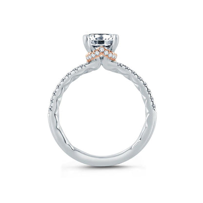 A.Jaffe Cushion Center with Diamond Belted Gallery Detail Quilted Engagement Ring ME2171Q/179