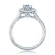 Floral Inspired Milgrain Detail Halo Oval Engagement Ring ME2194Q/93