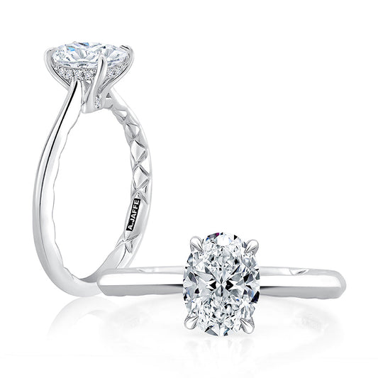 A.Jaffe Four Prong Hidden Halo Classic Solitaire Engagement Ring ME2311Q/182B