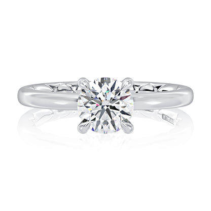Classic Four Prongs Solitaire Round Center Diamond Engagement Ring MEC1403BQ/75