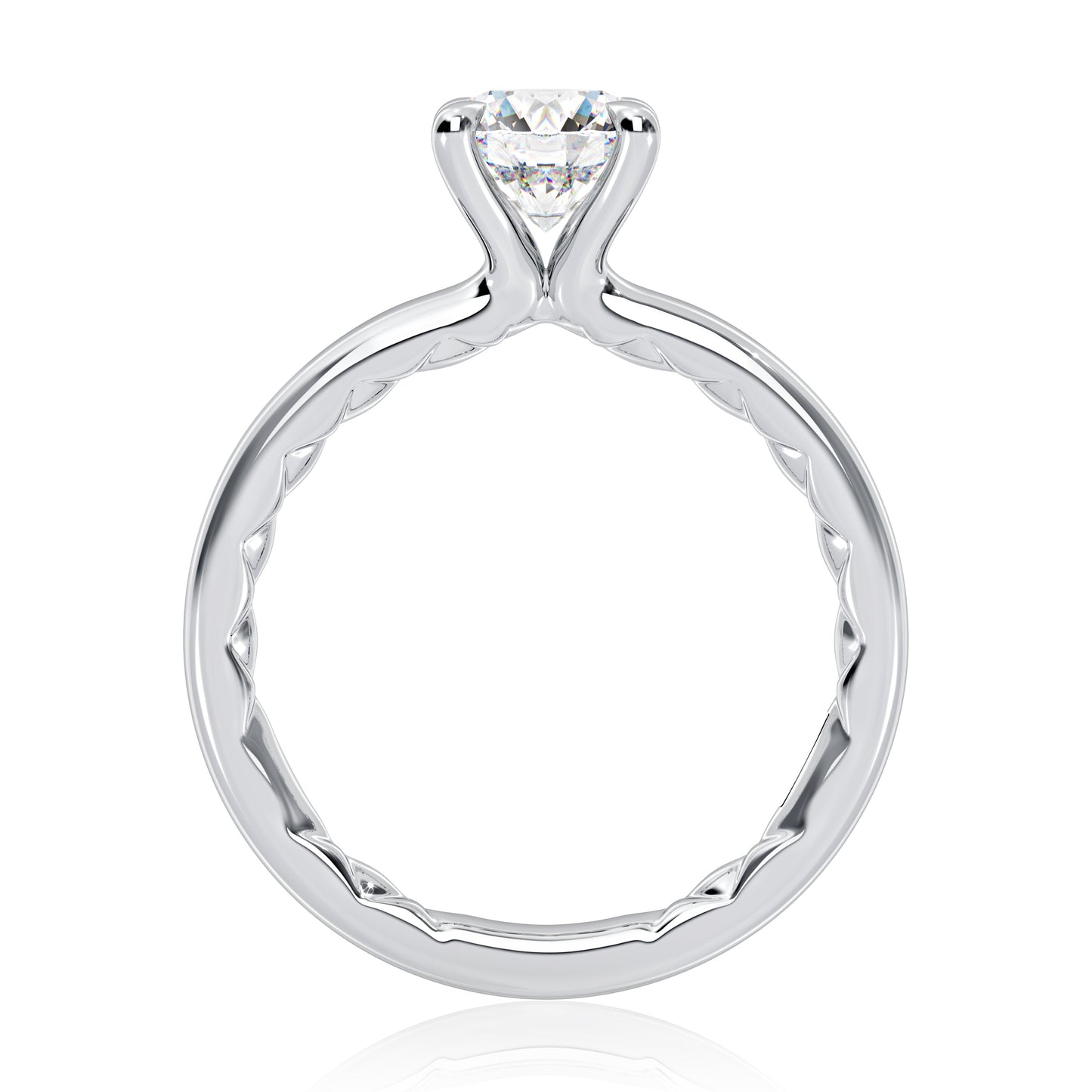 Classic Four Prongs Solitaire Round Center Diamond Engagement Ring MEC1403BQ/75