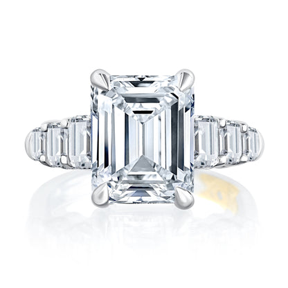 Classic Four Prong Emerald Cut Diamond Flanked Engagement Ring MECEC2856/276