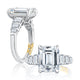 Classic Four Prong Emerald Cut Diamond Flanked Engagement Ring MECEC2856/377B