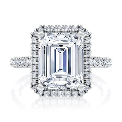 Modern Emerald Cut Diamond Engagment Ring with Diamond Pave Halo MECEC2920Q/192