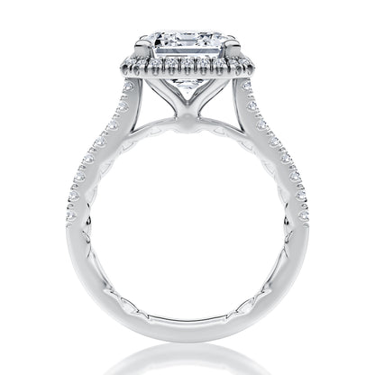 Modern Emerald Cut Diamond Engagment Ring with Diamond Pave Halo MECEC2920Q/192