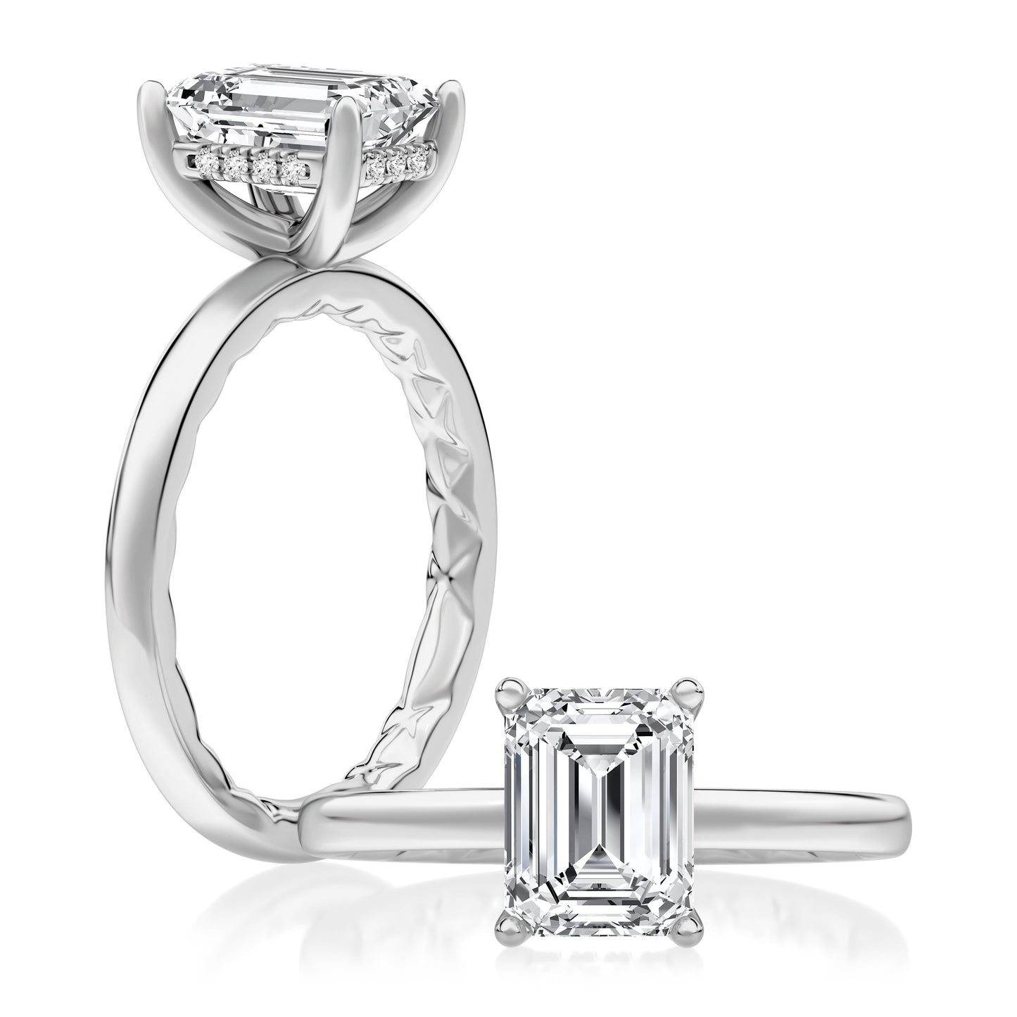 Three-Row Emerald Cut Center Diamond Engagement Ring MECEC2959Q/207B