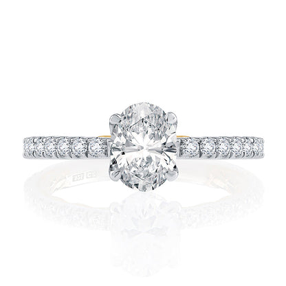 A.Jaffe Iconic Quilt Classic Two-Tone Oval Cut Diamond Engagement Ring MECOV2333Q/192