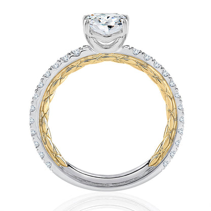A.Jaffe Iconic Quilt Classic Two-Tone Oval Cut Diamond Engagement Ring MECOV2333Q/192