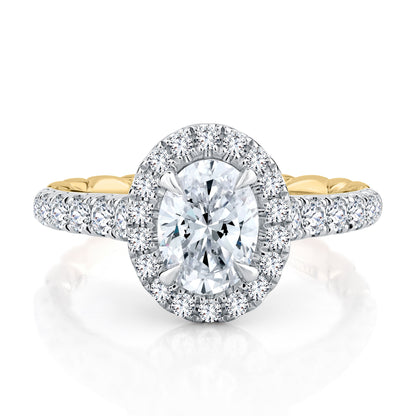 A.Jaffe Modern Royals Posh Halo Oval Diamond Quilted Engagement Ring MECOV2500Q/214