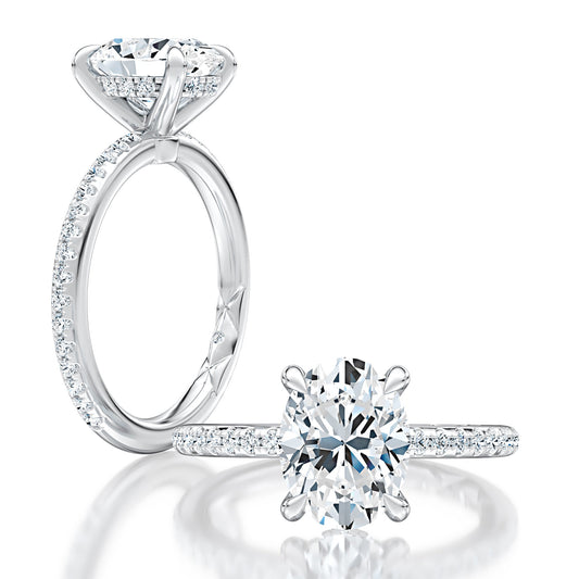 Oval Diamond Engagement Ring with Diamond PavÃ© Band MECOV2567/278