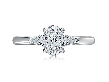 Oval Cut Diamond Solitaire Engagement Ring With Peek-A-Boo Diamonds MECOV2570/117B