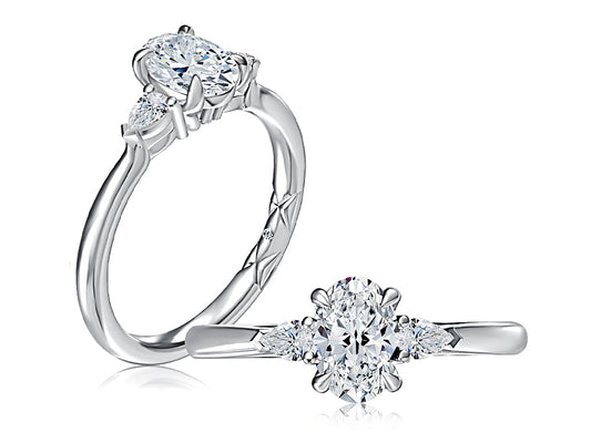 Oval Cut Diamond Solitaire Engagement Ring With Peek-A-Boo Diamonds MECOV2570/117B