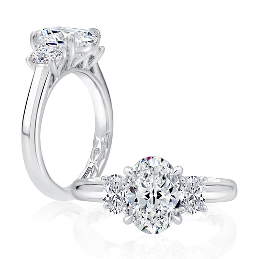 Classic Trellis Three Stone Round Diamond Engagement Ring MECOV2718LB/315B