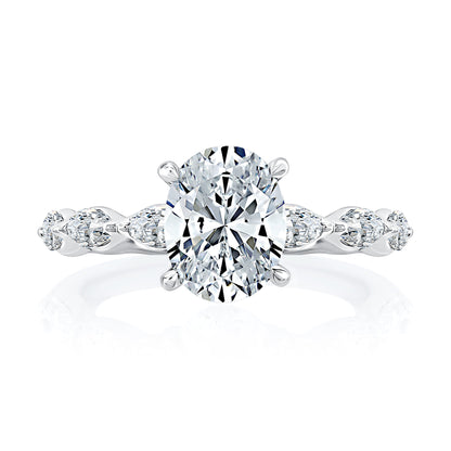 Four Prong Oval Center Diamond Engagement Ring MECOV2851/330