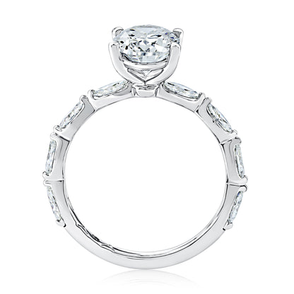 Four Prong Oval Center Diamond Engagement Ring MECOV2851/280B