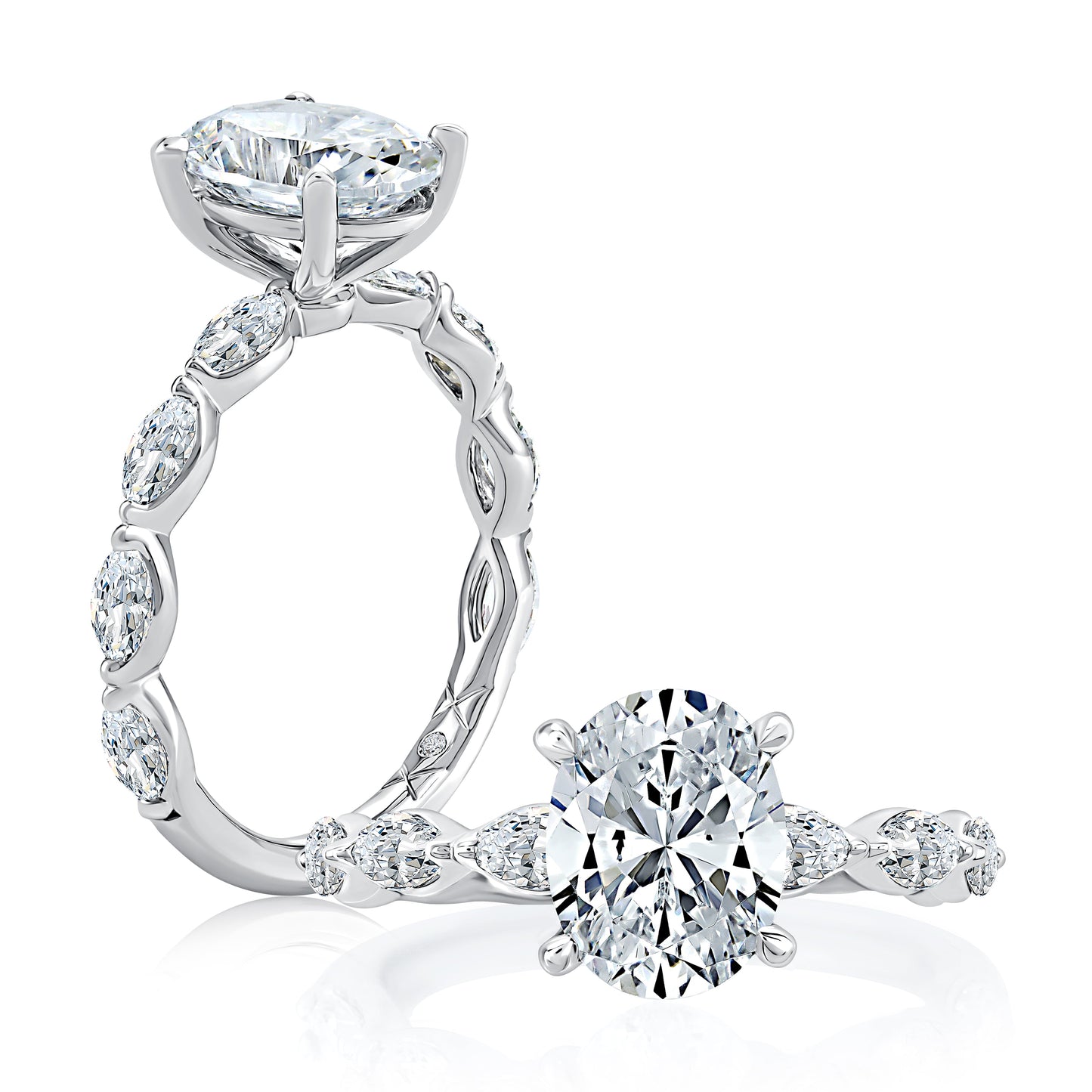 Four Prong Oval Center Diamond Engagement Ring MECOV2851/330