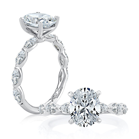 Four Prong Oval Center Diamond Engagement Ring MECOV2851/230B