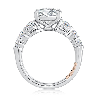 Classic Four Prong Oval Cut Diamond Flanked Engagement Ring MECOV2855/326