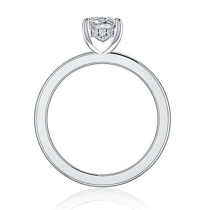 Round Classic flat profile plain solitaire with diamond under halo non cathedral/Hidden MECOV2877B/206B