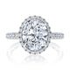 Oval Cut Diamond Engagement Ring with Oval Shaped Halo and Diamond Pave Band MECOV2920Q/342B