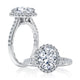 Oval Cut Diamond Engagement Ring with Oval Shaped Halo and Diamond Pave Band MECOV2920Q/342B
