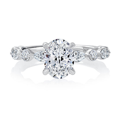 Floating Alternating Round and Marquise Band Oval Center Engagement Ring MECOV2929T/312
