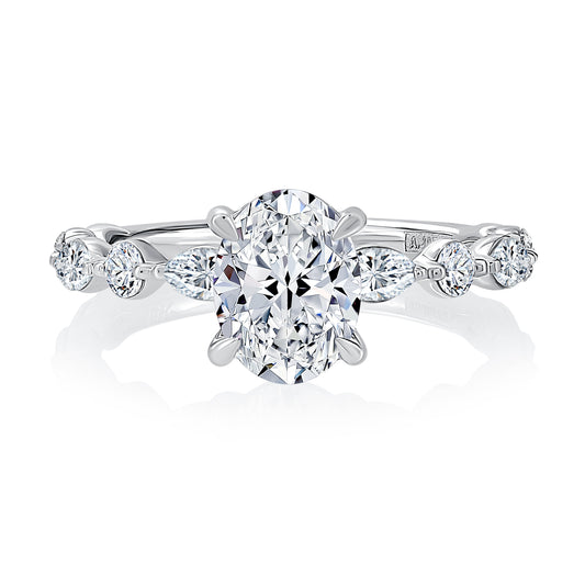Floating Alternating Round and Marquise Band Oval Center Engagement Ring MECOV2929T/212