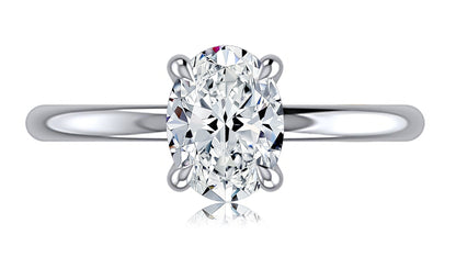 Classic Four Prong Solitaire Oval Diamond Engagement Ring with Hidden Halo MECOV2957L/209