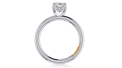 Classic Four Prong Solitaire Oval Diamond Engagement Ring with Hidden Halo MECOV2957L/209