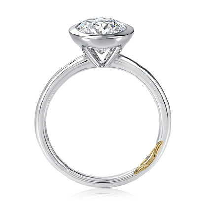 Classic Solitaire Bezel Oval Diamond Engagement Ring MECOV3006L/100