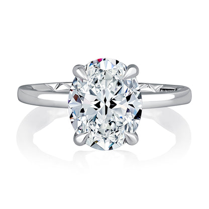 Oval Center Diamond Solitaire Engagement Ring with Hidden Halo and QuiltsÂ® Interior MECOV3030Q/208