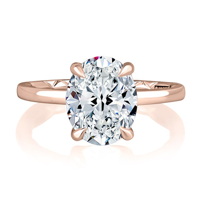 Oval Center Diamond Solitaire Engagement Ring with Hidden Halo and Quilts® Interior MECOV3030Q/208