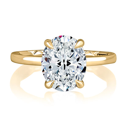 Oval Center Diamond Solitaire Engagement Ring with Hidden Halo and Quilts® Interior MECOV3030Q/208
